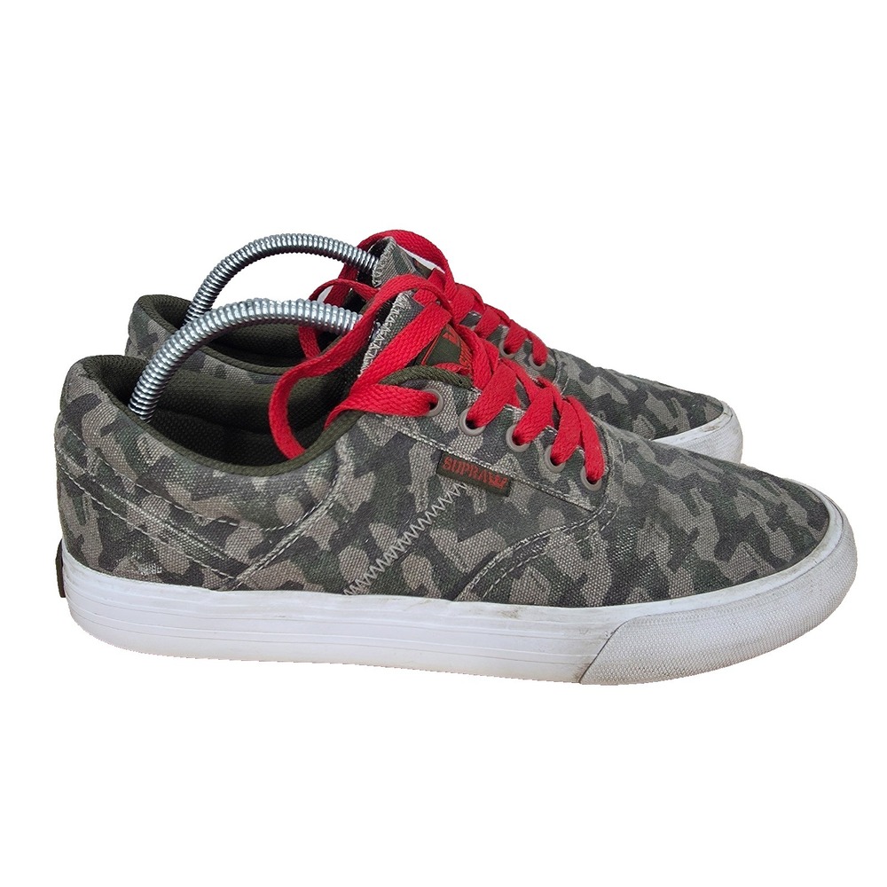 Supra Cobalt Sneakers Mens 9 Green Camo Canvas Low Top Skate SK8 Shoes 05663-362
